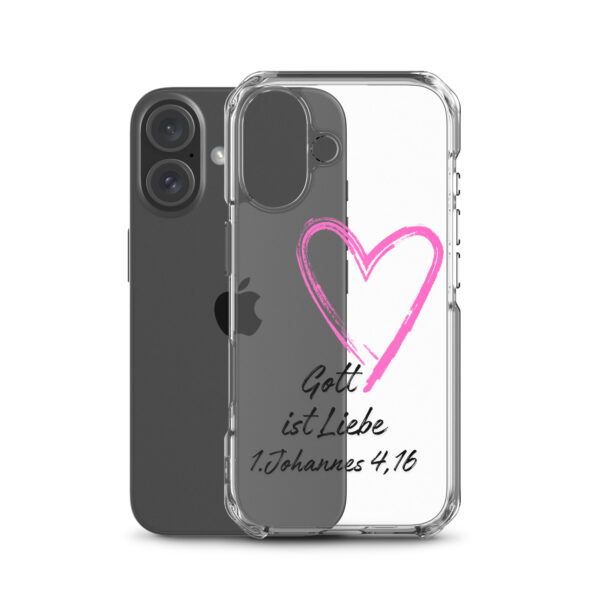 Transparente iPhone-Hülle - Gott ist Liebe Motiv mit Pinkem Herz – Bild 46