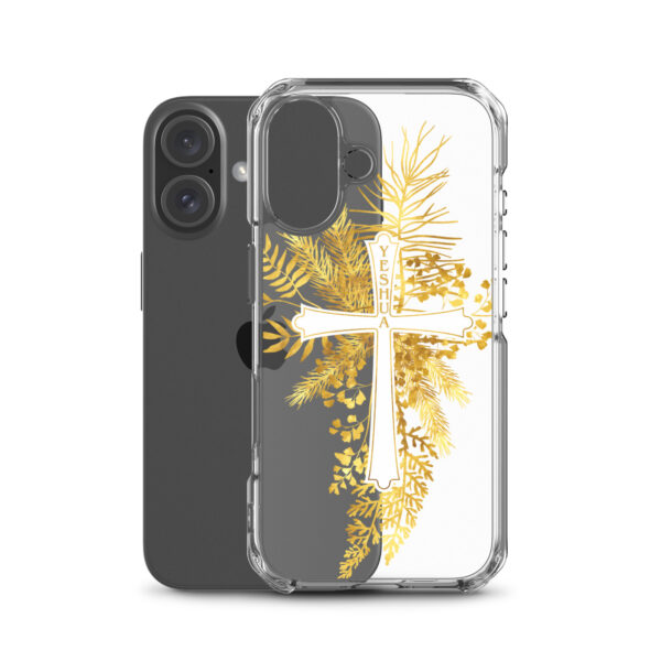 Yeshua – Golden Cross Edition | Transparente iPhone-Hülle – Bild 46