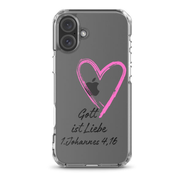 Transparente iPhone-Hülle - Gott ist Liebe Motiv mit Pinkem Herz – Bild 39