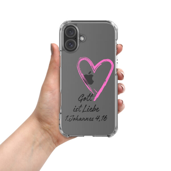 Transparente iPhone-Hülle - Gott ist Liebe Motiv mit Pinkem Herz – Bild 78
