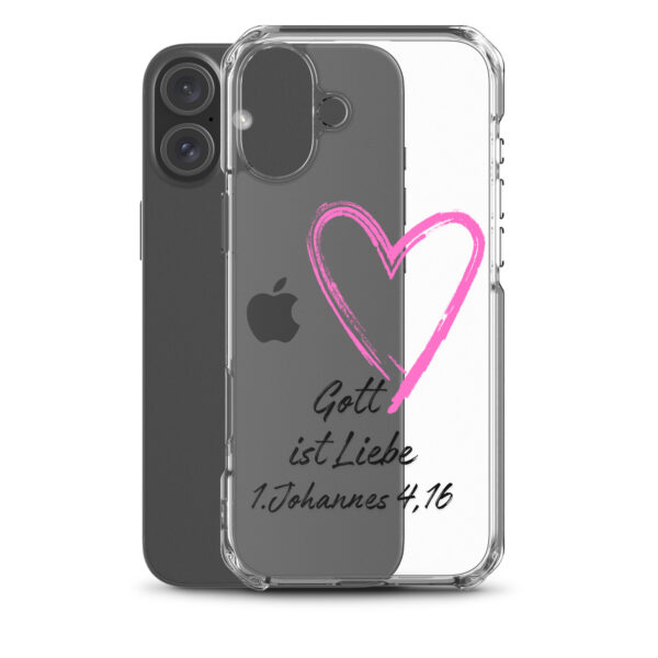 Transparente iPhone-Hülle - Gott ist Liebe Motiv mit Pinkem Herz – Bild 40