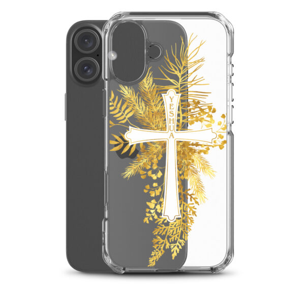 Yeshua – Golden Cross Edition | Transparente iPhone-Hülle – Bild 40