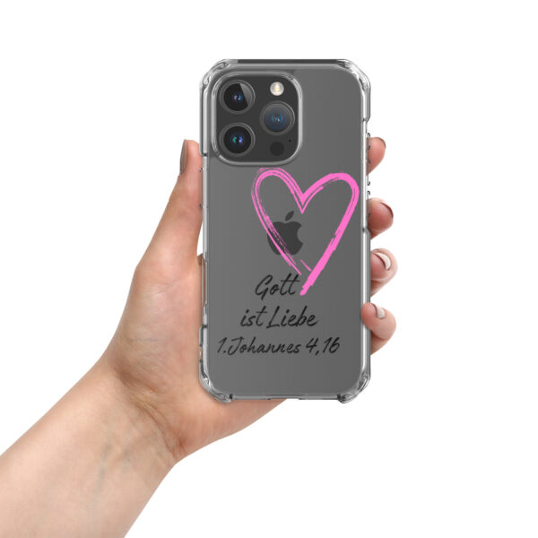 Transparente iPhone-Hülle - Gott ist Liebe Motiv mit Pinkem Herz – Bild 80