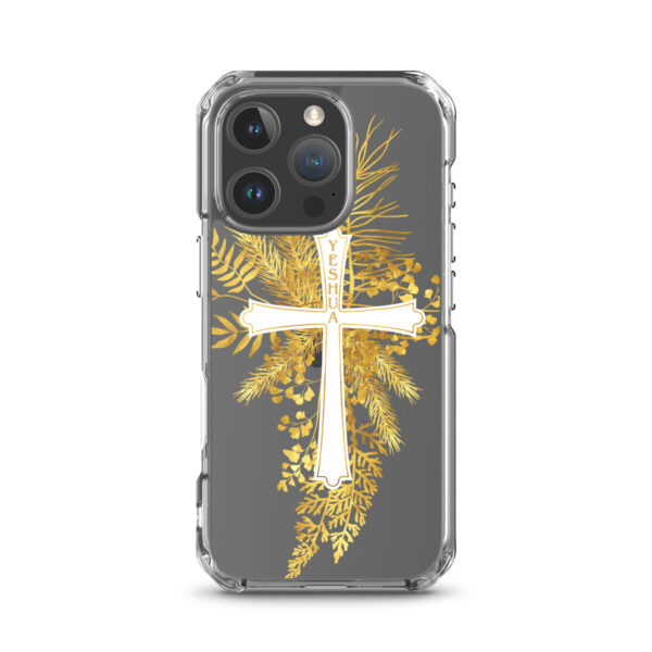 Yeshua – Golden Cross Edition | Transparente iPhone-Hülle – Bild 43