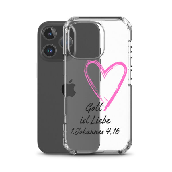 Transparente iPhone-Hülle - Gott ist Liebe Motiv mit Pinkem Herz – Bild 44