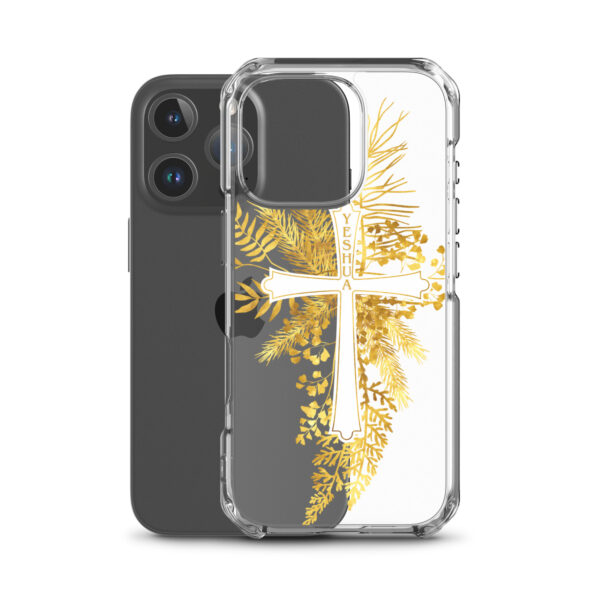 Yeshua – Golden Cross Edition | Transparente iPhone-Hülle – Bild 44