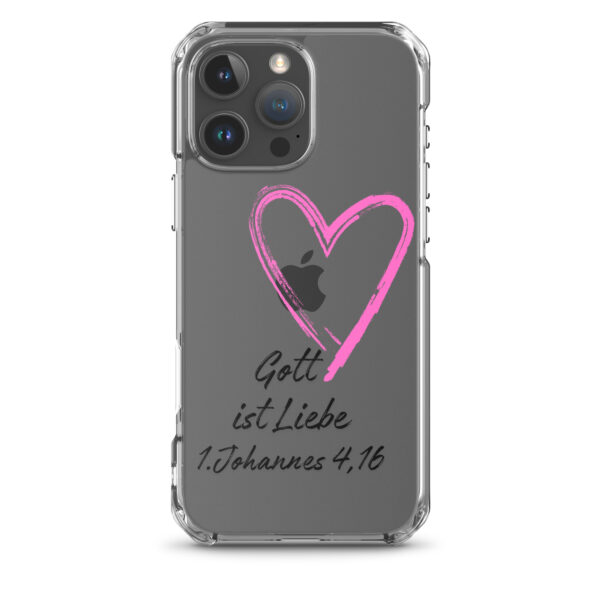 Transparente iPhone-Hülle - Gott ist Liebe Motiv mit Pinkem Herz – Bild 41