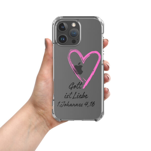 Transparente iPhone-Hülle - Gott ist Liebe Motiv mit Pinkem Herz – Bild 79