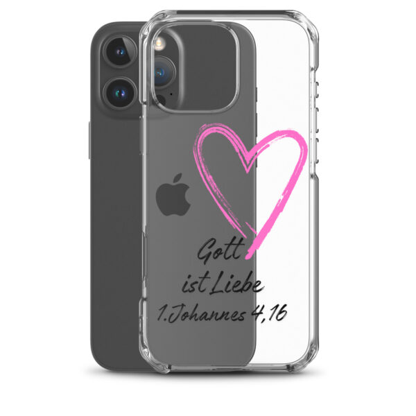 Transparente iPhone-Hülle - Gott ist Liebe Motiv mit Pinkem Herz – Bild 42