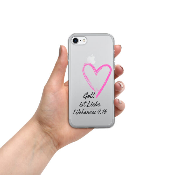 Transparente iPhone-Hülle - Gott ist Liebe Motiv mit Pinkem Herz – Bild 82