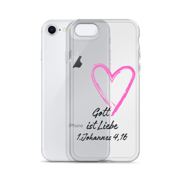 Transparente iPhone-Hülle - Gott ist Liebe Motiv mit Pinkem Herz – Bild 48