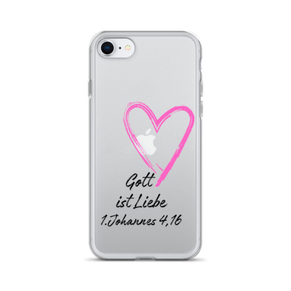 Transparente iPhone-Hülle - Gott ist Liebe Motiv mit Pinkem Herz – Bild 49