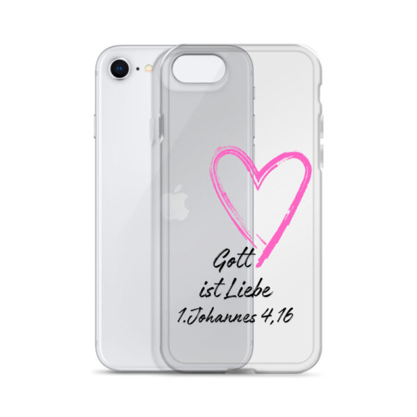 Transparente iPhone-Hülle - Gott ist Liebe Motiv mit Pinkem Herz – Bild 50