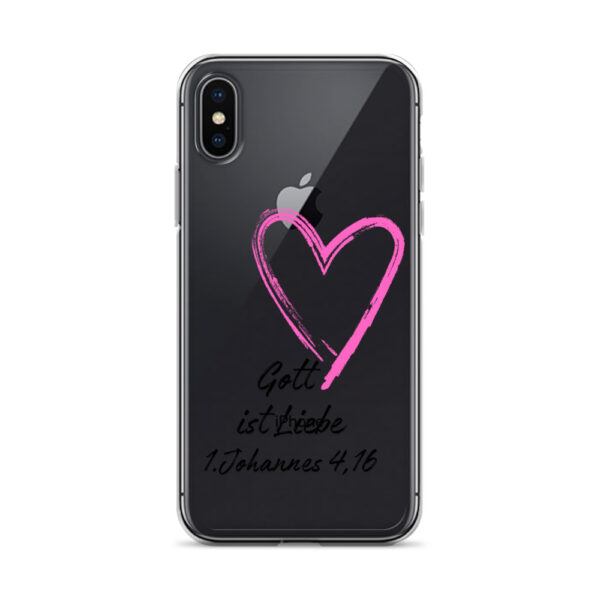 Transparente iPhone-Hülle - Gott ist Liebe Motiv mit Pinkem Herz – Bild 51