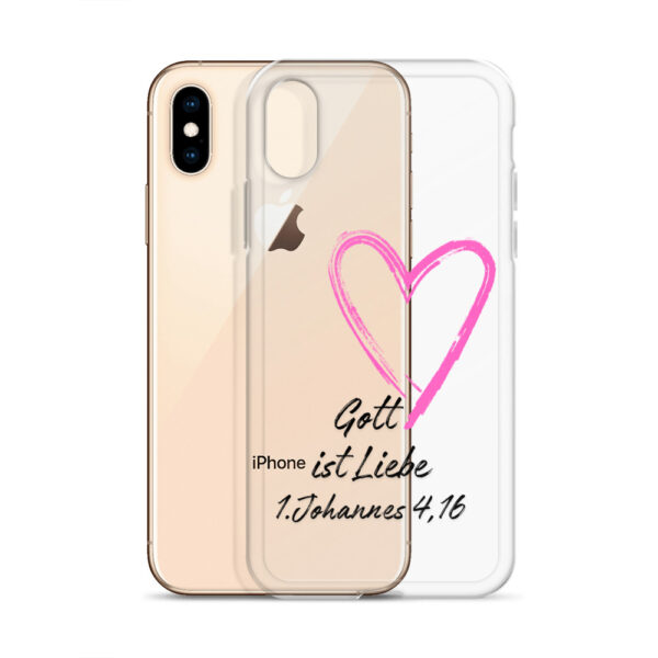 Transparente iPhone-Hülle - Gott ist Liebe Motiv mit Pinkem Herz – Bild 54