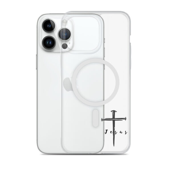 Jesus – Kreuz aus Nägeln | Transparente iPhone®-Hülle mit MagSafe®