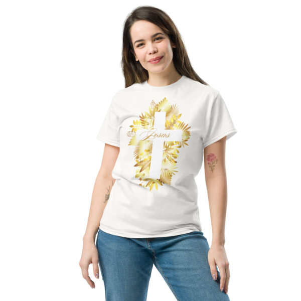 Kreuz der Herrlichkeit – Golden Leaf Edition | T-Shirt für alle – Bild 2