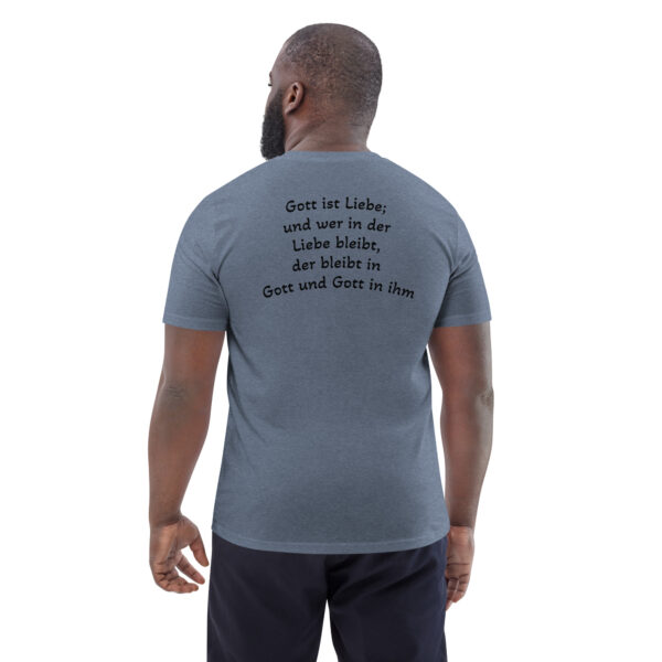 Gott ist Liebe Motiv 1 – Unisex-Bio-Baumwoll-T-Shirt – Bild 30