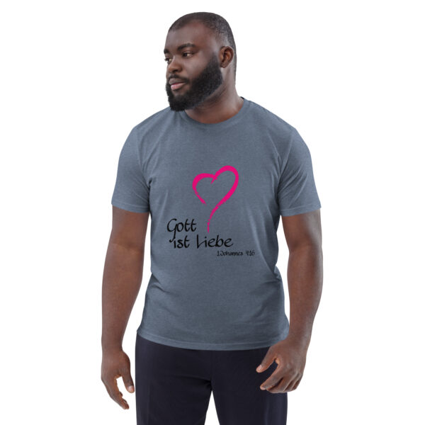 Gott ist Liebe Motiv 1 – Unisex-Bio-Baumwoll-T-Shirt – Bild 21