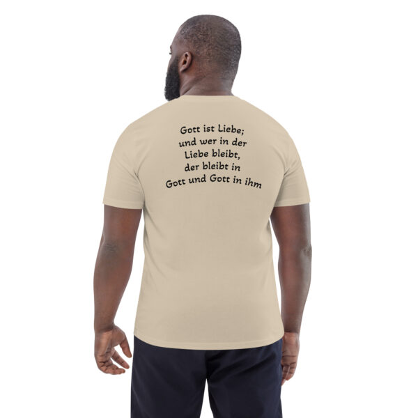 Gott ist Liebe Motiv 1 – Unisex-Bio-Baumwoll-T-Shirt – Bild 32
