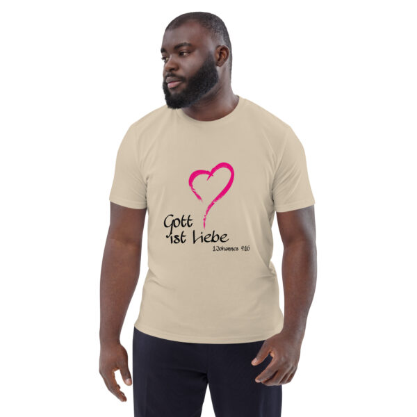 Gott ist Liebe Motiv 1 – Unisex-Bio-Baumwoll-T-Shirt – Bild 23