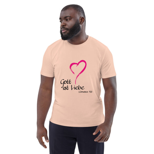 Gott ist Liebe Motiv 1 – Unisex-Bio-Baumwoll-T-Shirt – Bild 24