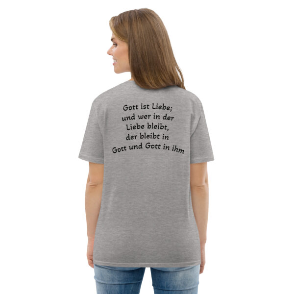 Gott ist Liebe Motiv 1 – Unisex-Bio-Baumwoll-T-Shirt – Bild 13