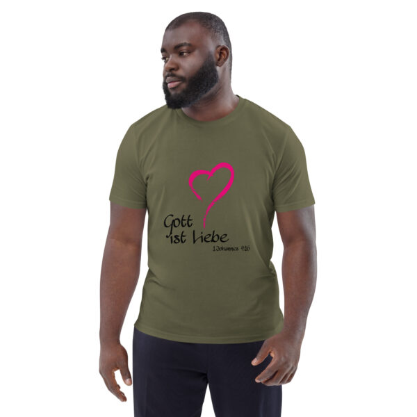 Gott ist Liebe Motiv 1 – Unisex-Bio-Baumwoll-T-Shirt – Bild 20