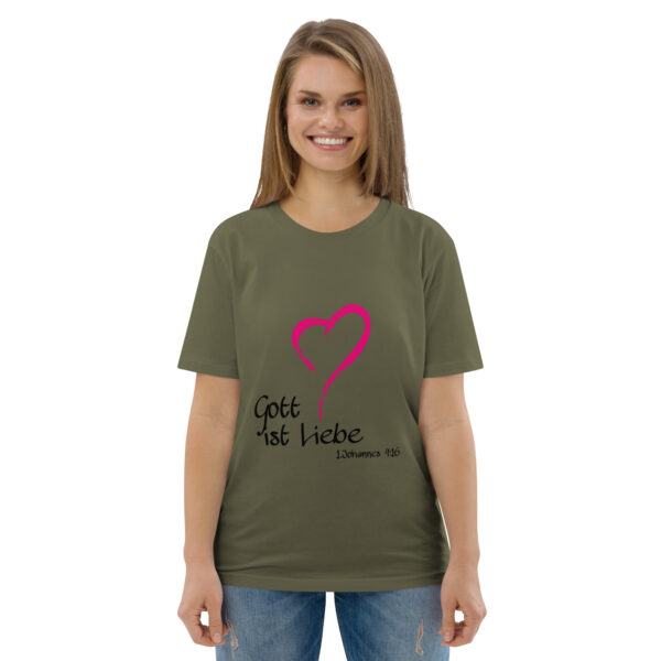 Gott ist Liebe Motiv 1 – Unisex-Bio-Baumwoll-T-Shirt – Bild 3