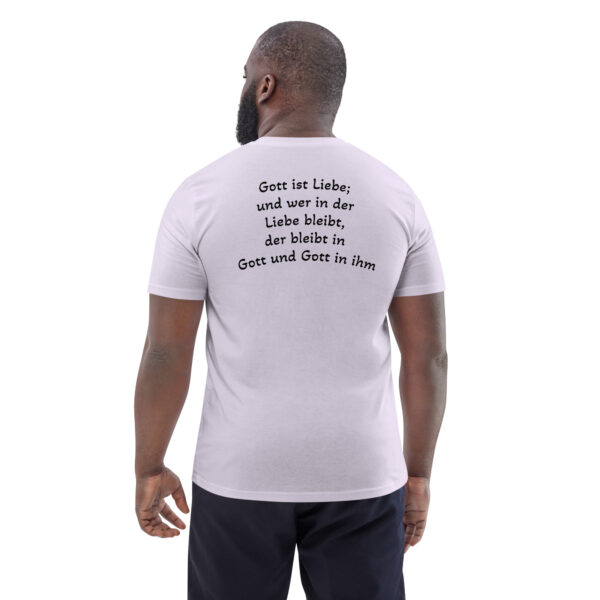 Gott ist Liebe Motiv 1 – Unisex-Bio-Baumwoll-T-Shirt – Bild 35