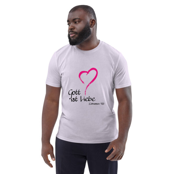 Gott ist Liebe Motiv 1 – Unisex-Bio-Baumwoll-T-Shirt – Bild 26