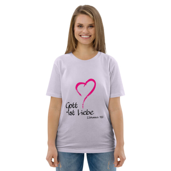 Gott ist Liebe Motiv 1 – Unisex-Bio-Baumwoll-T-Shirt – Bild 8