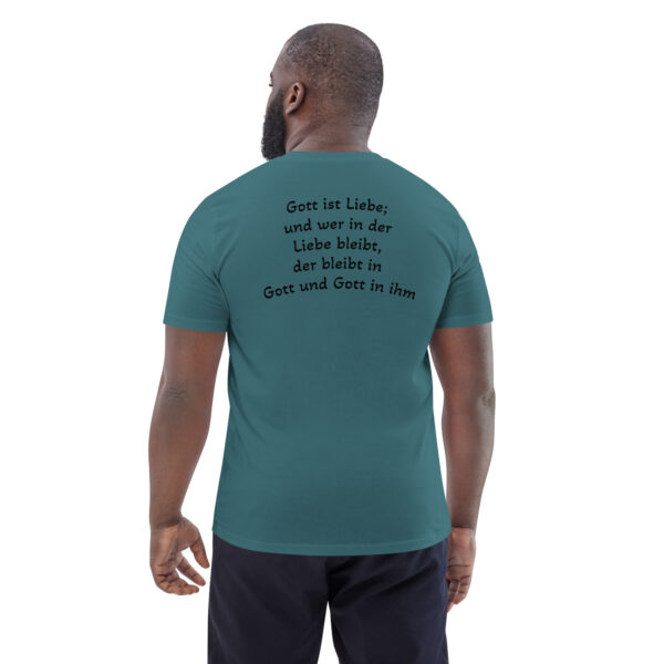 Gott ist Liebe Motiv 1 – Unisex-Bio-Baumwoll-T-Shirt – Bild 28