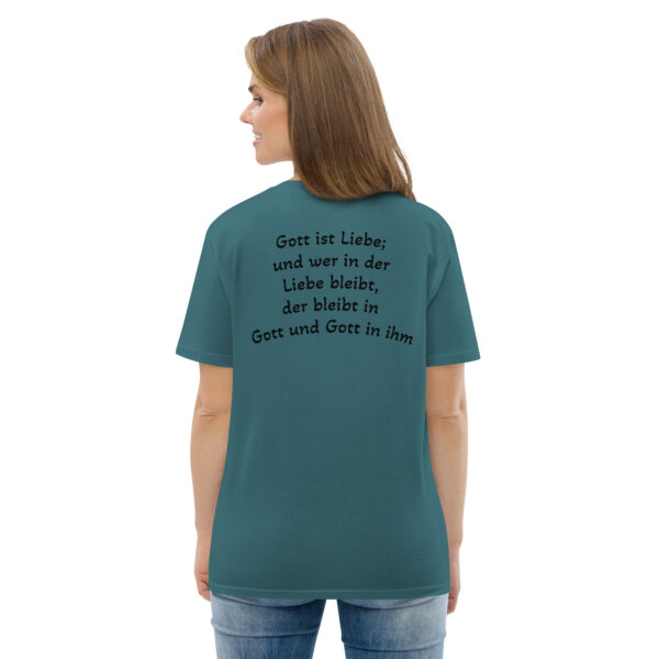 Gott ist Liebe Motiv 1 – Unisex-Bio-Baumwoll-T-Shirt – Bild 10