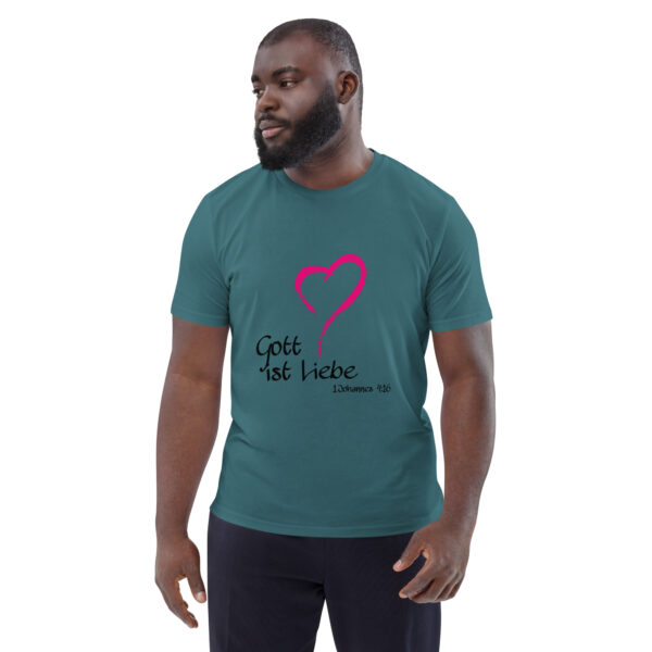Gott ist Liebe Motiv 1 – Unisex-Bio-Baumwoll-T-Shirt – Bild 19