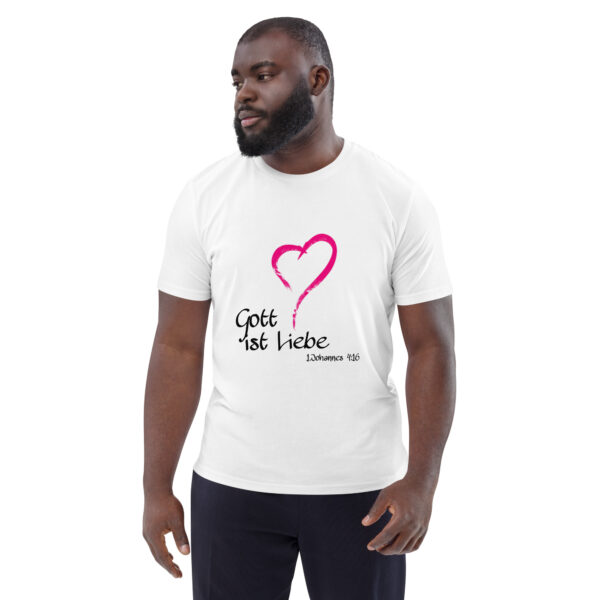 Gott ist Liebe Motiv 1 – Unisex-Bio-Baumwoll-T-Shirt – Bild 27