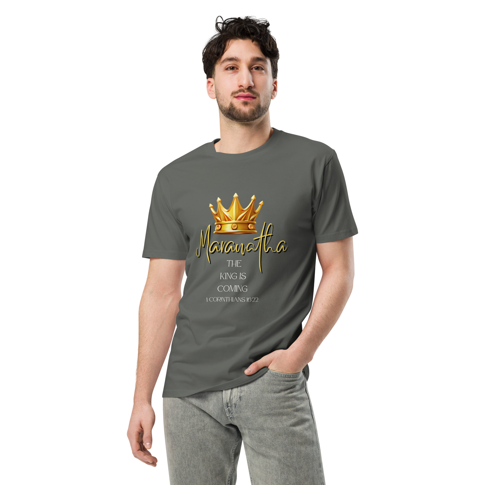 Maranatha The King is Coming – 1 Corinthians 16:22 | Premium T-Shirt für alle – Bild 10