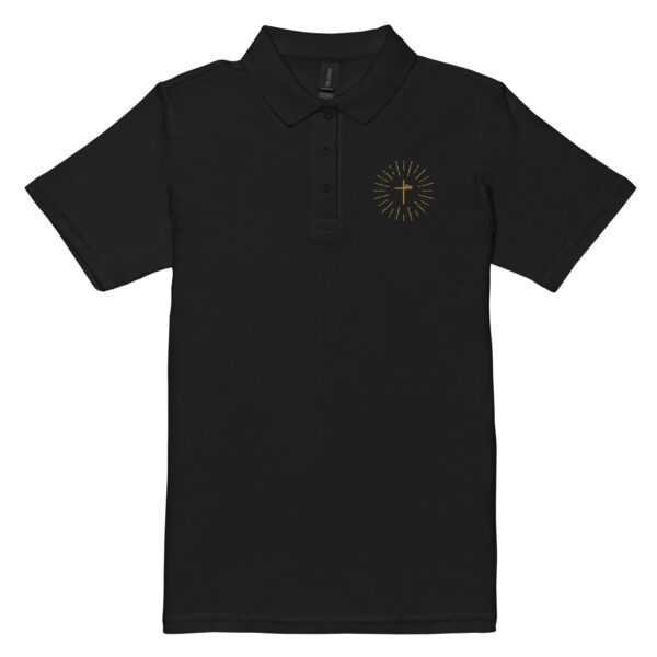 Strahlendes Kreuz – Kind Gottes Edition | Piqué-Poloshirt für Damen | beidseitige Stickerei – Bild 13