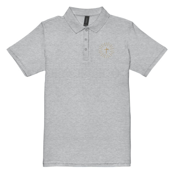 Strahlendes Kreuz – Kind Gottes Edition | Piqué-Poloshirt für Damen | beidseitige Stickerei – Bild 15