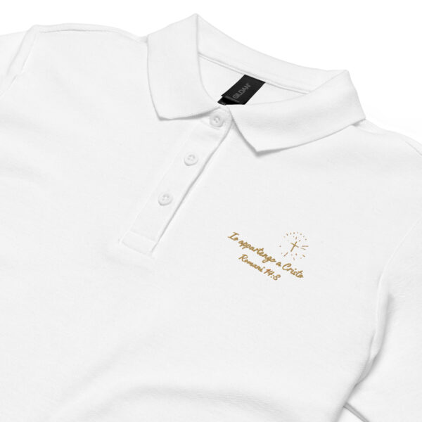 Io appartengo a Cristo Motiv Kreuz | Piqué-Poloshirt für Damen | Stickerei – Bild 2