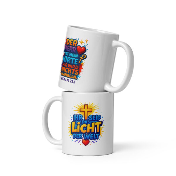 Der HERR ist mein Hirte - Licht der Welt - Weiße, glänzende Tasse – Bild 13