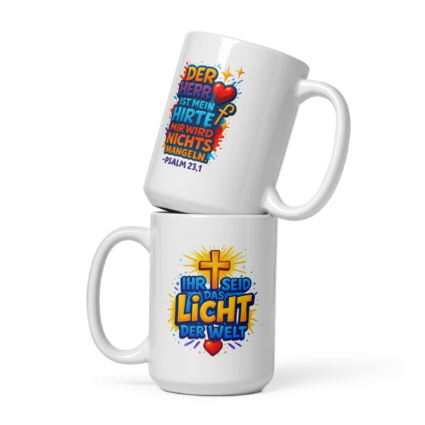 Der HERR ist mein Hirte - Licht der Welt - Weiße, glänzende Tasse – Bild 14