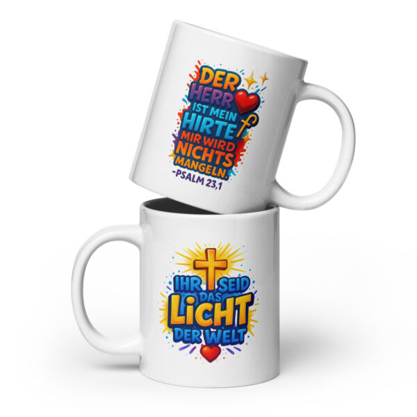 Der HERR ist mein Hirte - Licht der Welt - Weiße, glänzende Tasse – Bild 15