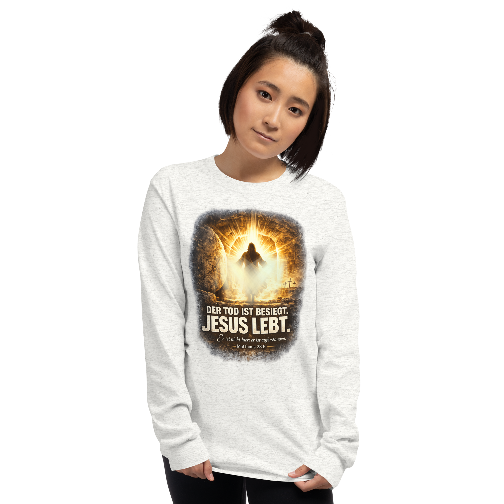 Der TOD ist besiegt Jesus Lebt - Langarmshirt für alle – Bild 13