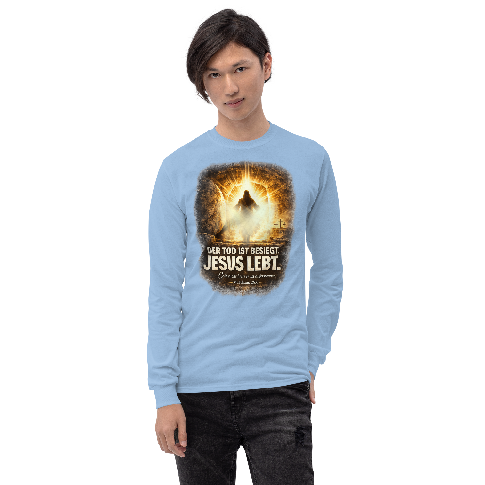 Der TOD ist besiegt Jesus Lebt - Langarmshirt für alle – Bild 3