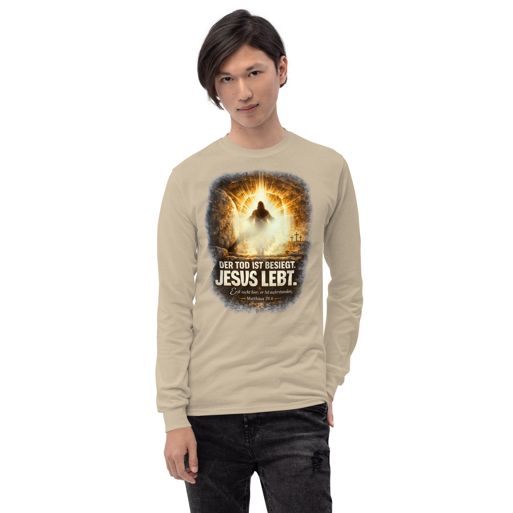 Der TOD ist besiegt Jesus Lebt - Langarmshirt für alle – Bild 4