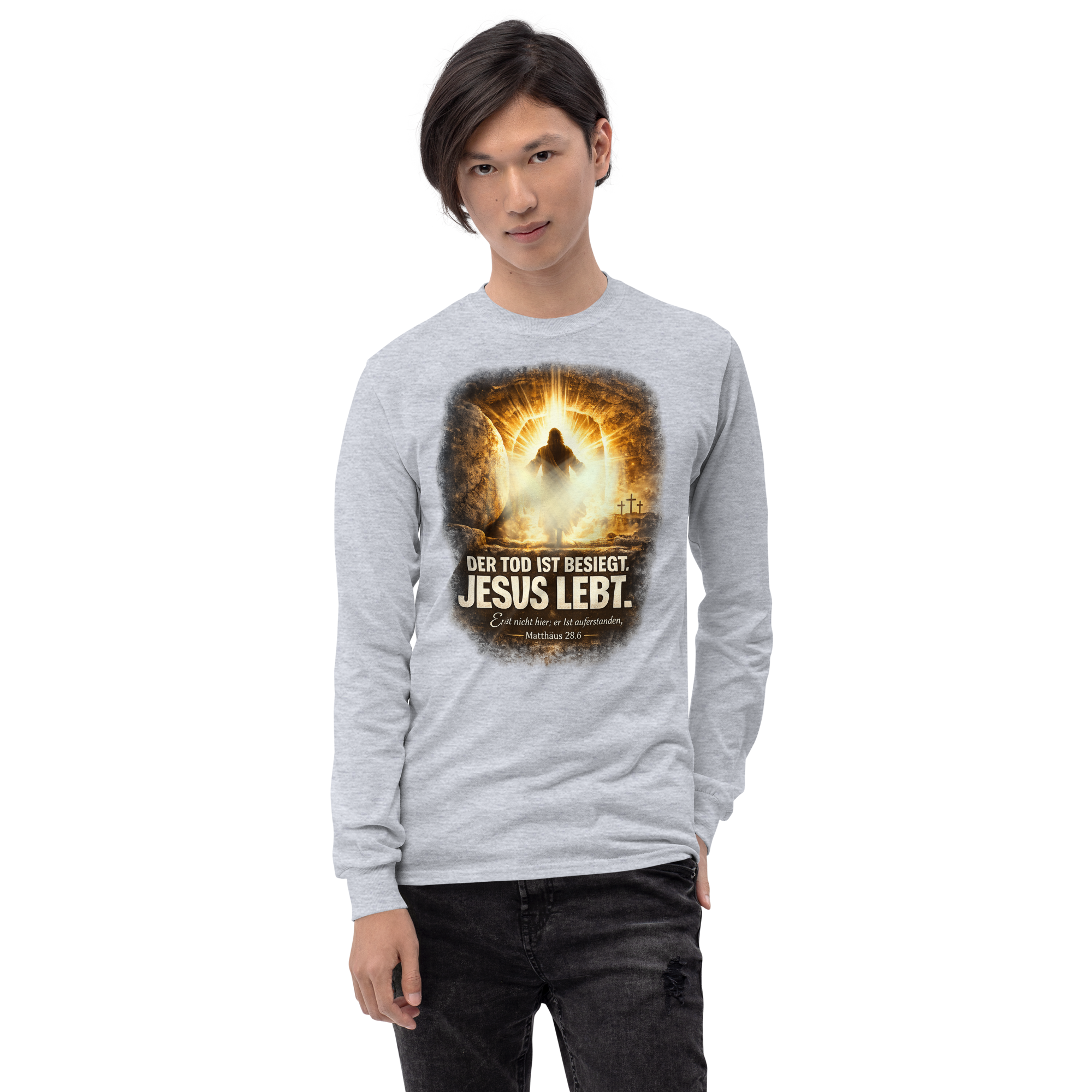 Der TOD ist besiegt Jesus Lebt - Langarmshirt für alle – Bild 2