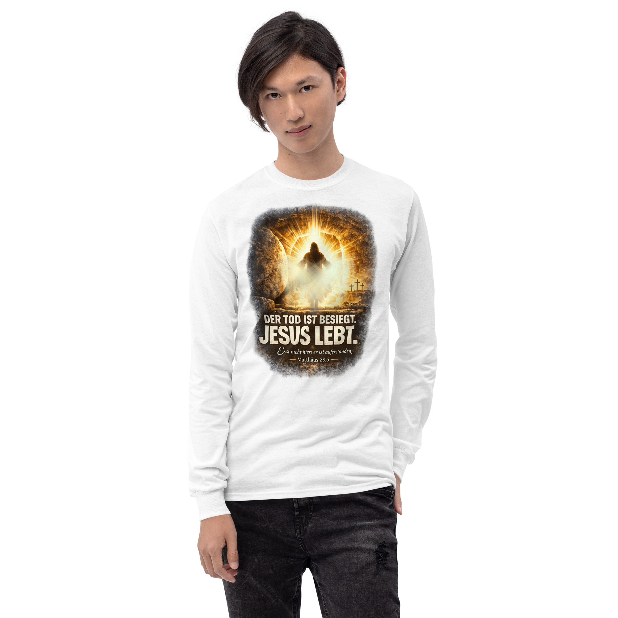Der TOD ist besiegt Jesus Lebt - Langarmshirt für alle – Bild 7