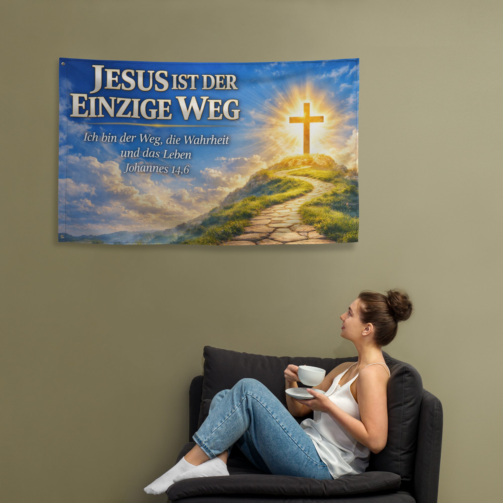 Jesus ist der einzige Weg - Johannes 14,6 - Fahne – Bild 5
